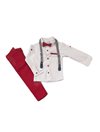 Ensemble costume rouge garçon - chemise blanche + noeud papillon - bébé - mariage - baptême - cérémonie 