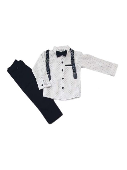 Ensemble costume enfant bordeaux garçon - chemise blanche + noeud papillon bretelle à ligne - mariage - baptême 1 - 4 ans