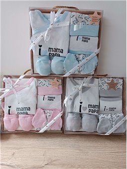 Coffret naissance -  nouveau-né  I love mama papa - 5 pièces