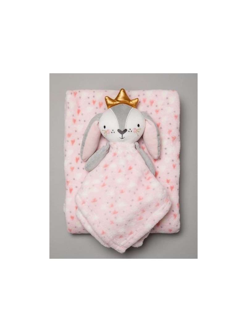 Doudou lapin gris avec attache tétine - bébé 