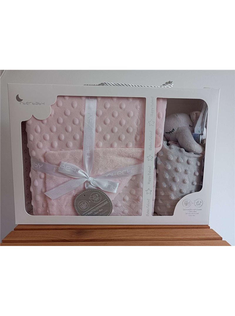 Coffret naissance couverture bulle nouveau-né + doudou éléphant - bleu Coffret naissance couverture bulle nouveau-né + doudou éléphant - bleu